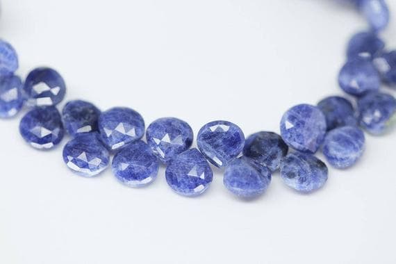 1 strand sodalite heart drop faceted 4'' long strand gemstone beads, jewelry supplies for jewelry making, bulk beads, for meditation jewellery for Reiki Healing  gemstone size 8mm