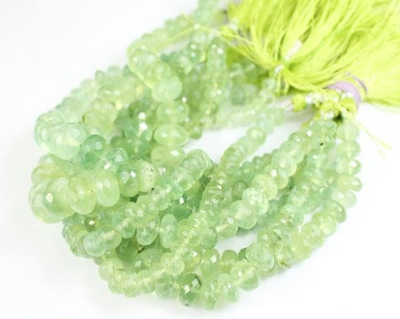 1 strand prehnite rondelle faceted 8'' long strand gemstone beads, jewelry supplies for jewelry making, bulk beads, for meditation jewellery for Reiki Healing  gemstone size 8mm to 12mm