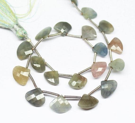 1 strand sapphire heart drop faceted 8'' long strand gemstone beads, jewelry supplies for jewelry making, bulk beads, for meditation jewellery for Reiki Healing  gemstone size 9mm to 10mm