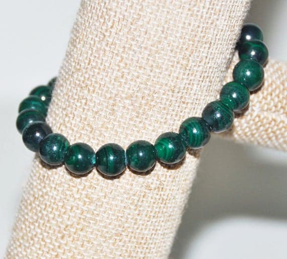 chakras simple 8mm Green Malachite Stretchable Bracelet Round, Smooth 18cm for mens, womens, gf, bf and adults.