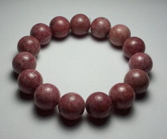 memorial gift 12mm Pink Pink Rhodonite Stretchable Bracelet Round, Smooth 18cm for mens, womens, gf, bf and adults.