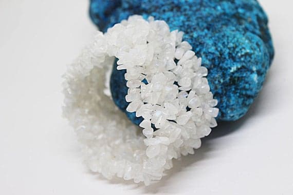 Anniversary Gift 3x4 mm Stretchable white White Rainbow Moonstone Bracelet Chip Shape, Smooth 7" for mens, womens, GF, BF, Adults.