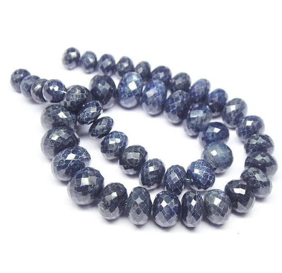 1 strand sapphire rondelle faceted 16'' long strand gemstone beads, jewelry supplies for jewelry making, bulk beads, for meditation jewellery for Reiki Healing  gemstone size 8mm to 14mm