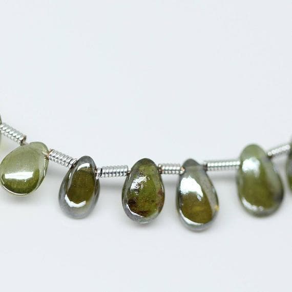 1 strand vesuvianite garnet pear drop smooth 4'' long strand gemstone beads, jewelry supplies for jewelry making,  for meditation jewellery for Reiki Healing  gemstone size 7mm to 5mm