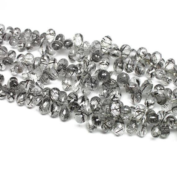 1 strand rutile quartz tear drop smooth 8'' long strand gemstone beads, jewelry supplies for jewelry making, bulk beads, for meditation jewellery for Reiki Healing  gemstone size 8mm to 12mm