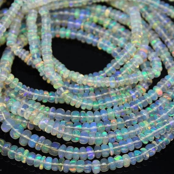 1 strand ethiopian welo fire opal rondelle smooth 16'' long strand gemstone beads, jewelry supplies for jewelry making,  for meditation jewellery for Reiki Healing  gemstone size 3mm to 5mm