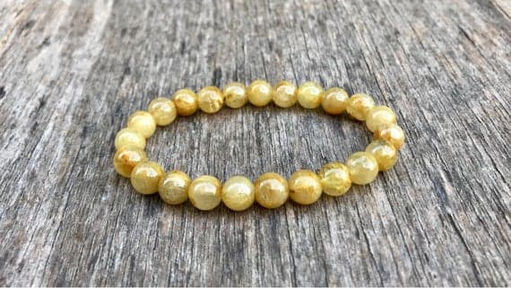 Jewelry Energy 8mm Stretchable Golden Golden Rutilated Quartz  Bracelet Round, Smooth 7" for mens, womens, gf, bf & Adult.