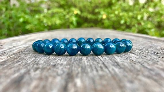 Jewelry Energy 6mm Stretchable Blue Blue Apatite Bracelet Round, Smooth 7" for mens, womens, gf, bf & Adult.