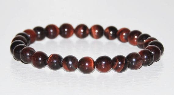 Artisan Loose 8mm Red Red Tiger Eye Stretchable Bracelet Round, Smooth 18cm for mens, womens, gf, bf and adults.