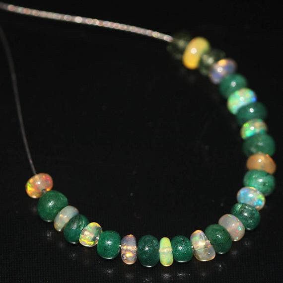 1 strand emerald ethiopian welo fire opal rondelle smooth 2'' long strand gemstone beads, jewelry supplies for jewelry making,  for meditation jewellery for Reiki Healing  gemstone 15mm to 12mm