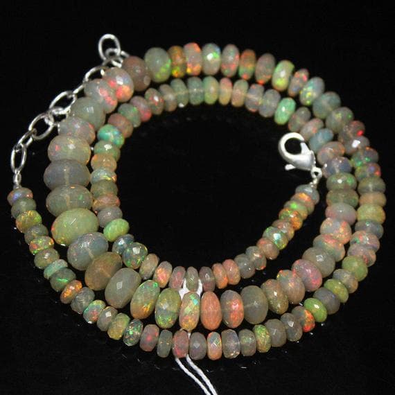 1 strand ethiopian welo fire opal rondelle faceted 9'' long strand gemstone beads, jewelry supplies for jewelry making, bulk beads, for meditation jewellery for Reiki Healing  gemstone size 5mm