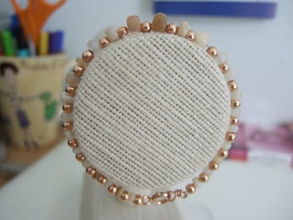 Natural Opal Faceted Gem, October's Birthstone, and Rose Gold Vermeil Beads 7" Bracelets 3-9mm Code- WAR6147