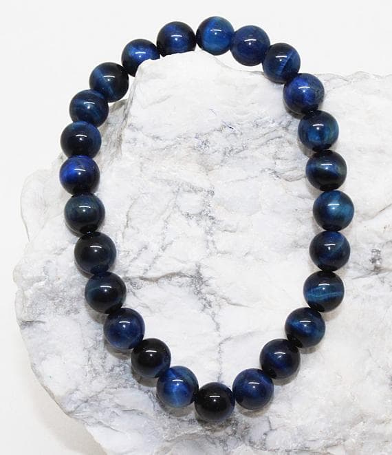 Galaxy Jewelry 8mm Stretchable blue Blue Kyanite Bracelet Round, Smooth 7" for mens, womens, GF, BF, Adults.