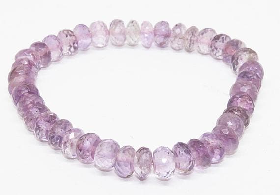 amethyst bracelet beaded bracelet rondelle faceted 7.5'strand gemstone beads, jewelry supplies for jewelry making, bulk beads, for meditation jewellery for Reiki Healing  gemstone 7-8mm