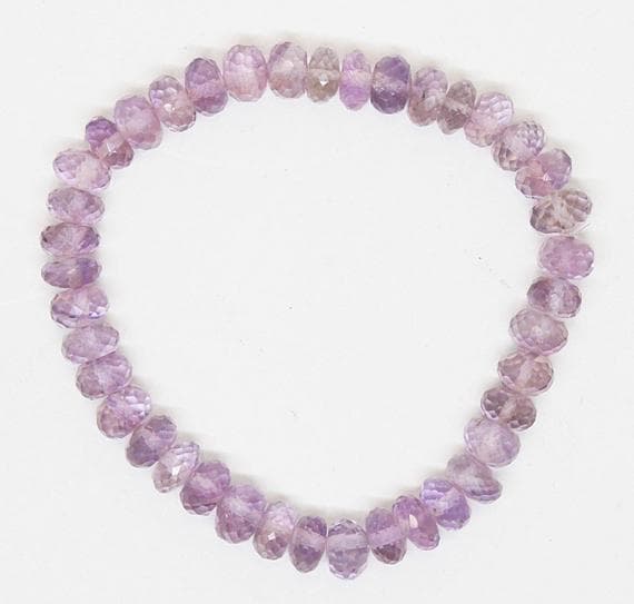 Wholesale 7.5-8mm Stretchable pink Amethyst Bracelet Rondelle, Faceted 7" for mens, womens, GF, BF, Adults.