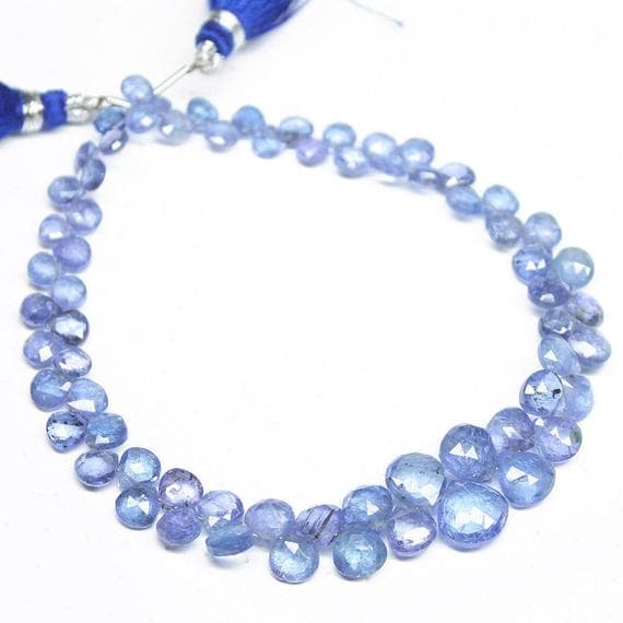 1 strand tanzanite heart drop faceted 8'' long strand gemstone beads, jewelry supplies for jewelry making, bulk beads, for meditation jewellery for Reiki Healing  gemstone size 5mm to 9mm