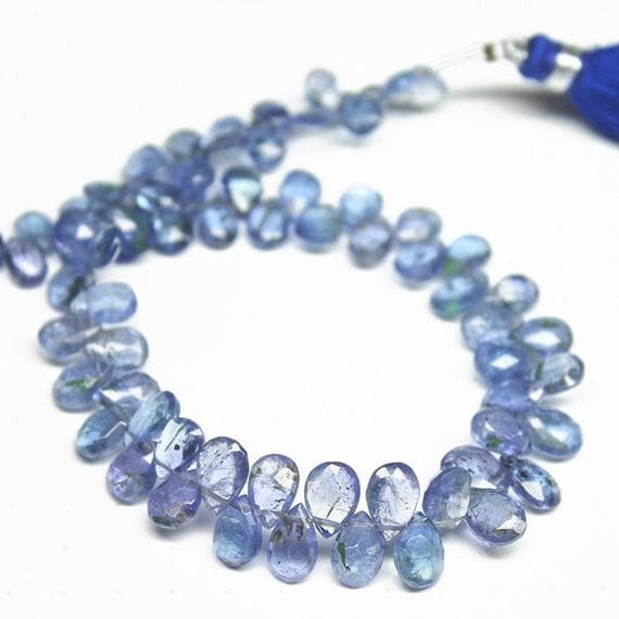 1 strand tanzanite pear drop faceted 8'' long strand gemstone beads, jewelry supplies for jewelry making, bulk beads, for meditation jewellery for Reiki Healing  gemstone size 5mm to 7mm