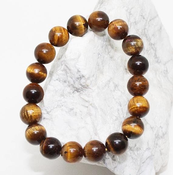 GRounding 10mm Stretchable yellow Yellow TIGER EYE Bracelet Round, Smooth 7.5" for mens, womens, GF, BF, Adults.