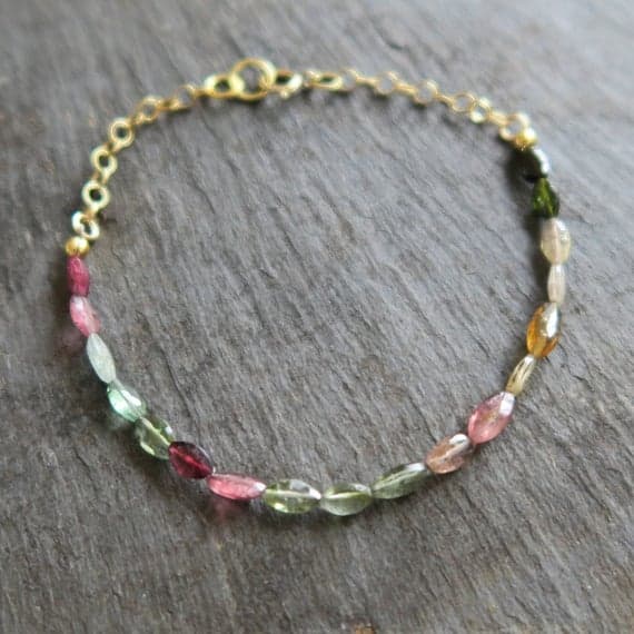 24k gold Plated Grounding 5mm stacking Multi Tourmaline Bracelet Oval, Smooth 7" for mens, womens.