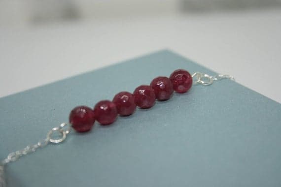 925 sterling Silver top quality 6mm stacking Red Ruby Bracelet Round, Faceted 7" for mens, womens.