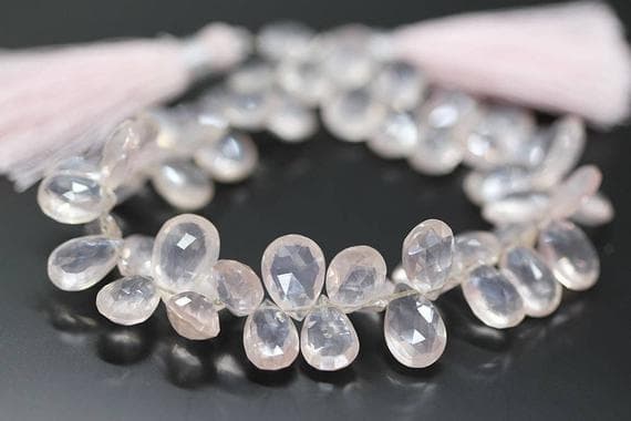 1 strand rose quartz pear drop faceted 3.5'' long strand gemstone beads, jewelry supplies for jewelry making, bulk beads, for meditation jewellery for Reiki Healing  gemstone size 9mm