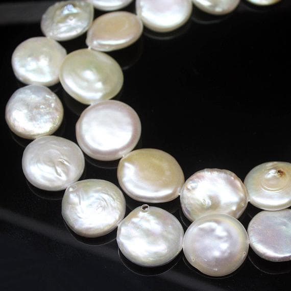 1 strand pearl coin smooth 15'' long strand gemstone beads, jewelry supplies for jewelry making, bulk beads, for meditation jewellery for Reiki Healing  gemstone size 18mm to 20mm