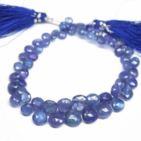 1 strand tanzanite heart drop faceted 8'' long strand gemstone beads, jewelry supplies for jewelry making, bulk beads, for meditation jewellery for Reiki Healing  gemstone size 5mm to 10mm