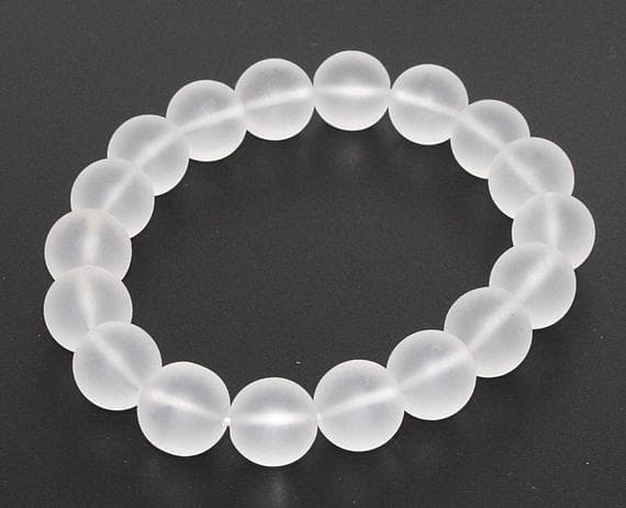 matt finish white quartz beads bracelet round ball smooth 7.5'strand gemstone beads, jewelry supplies for jewelry making, bulk beads, for meditation jewellery for Reiki Healing  gemstone 12mm
