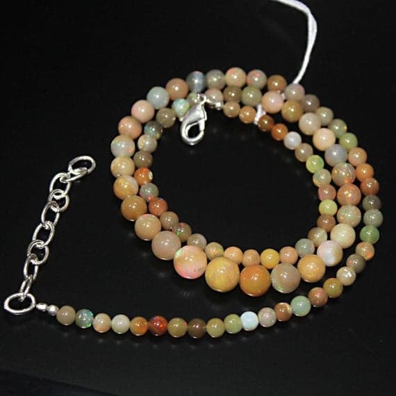 1 strand ethiopian welo fire opal round ball smooth 17'' long strand gemstone beads, jewelry supplies for jewelry making,  for meditation jewellery for Reiki Healing  gemstone size 4mm to 8mm