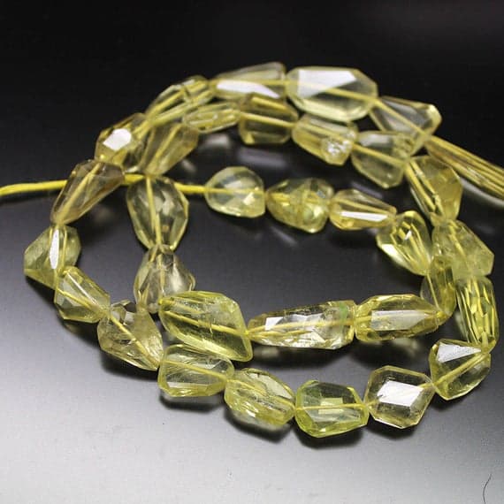 1 strand lemon quartz step cut tumbled freeform faceted 14'' long strand gemstone beads, jewelry supplies for jewelry making,  for meditation jewellery for Reiki Healing  size 4mm to 13mm