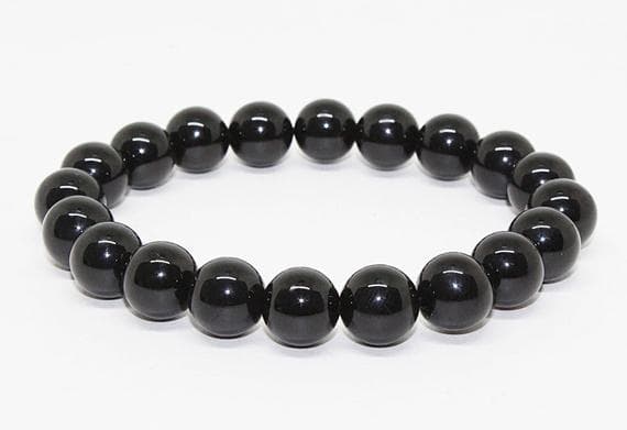 black onyx beads bracelet round ball smooth 7.5'strand gemstone beads, jewelry supplies for jewelry making, bulk beads, for meditation jewellery for Reiki Healing  gemstone 10mm