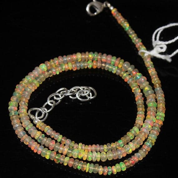 1 strand ethiopian welo fire opal rondelle smooth 17'' long strand gemstone beads, jewelry supplies for jewelry making,  for meditation jewellery for Reiki Healing  gemstone size 3mm to 4mm