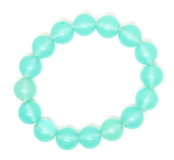 love beach youth 12mm Stretchable blue Chalcedony Bracelet Round, Smooth 7.5" for mens, womens, GF, BF, Adults.