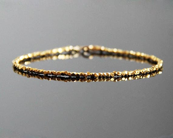 Gold Stack Bracelet - Gold Beaded Bracelet, Minimalist Bracelet Gold, Gold Bracelet, Stacking Bracelet gold, Layering Gold Bracelets 1.5mm Code- WAR6081