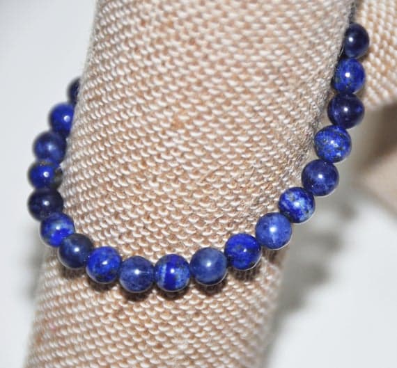 Personalized Gift 6mm blue Lapis Lazuli, Sodalite Stretchable Bracelet Round, Smooth 18cm for mens, womens, gf, bf and adults.