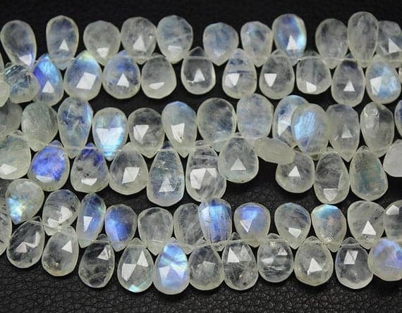 1 strand rainbow moonstone tear drop faceted 8'' long strand gemstone beads, jewelry supplies for jewelry making,  for meditation jewellery for Reiki Healing  gemstone size 14mm to 18mm