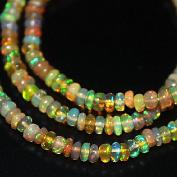 1 strand ethiopian welo fire opal rondelle smooth 16'' long strand gemstone beads, jewelry supplies for jewelry making, bulk beads, for meditation jewellery for Reiki Healing  gemstone size 3mm