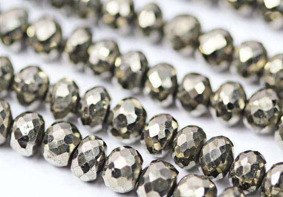 1 strand pyrite rondelle faceted 10'' long strand gemstone beads, jewelry supplies for jewelry making, bulk beads, for meditation jewellery for Reiki Healing  gemstone size 5mm