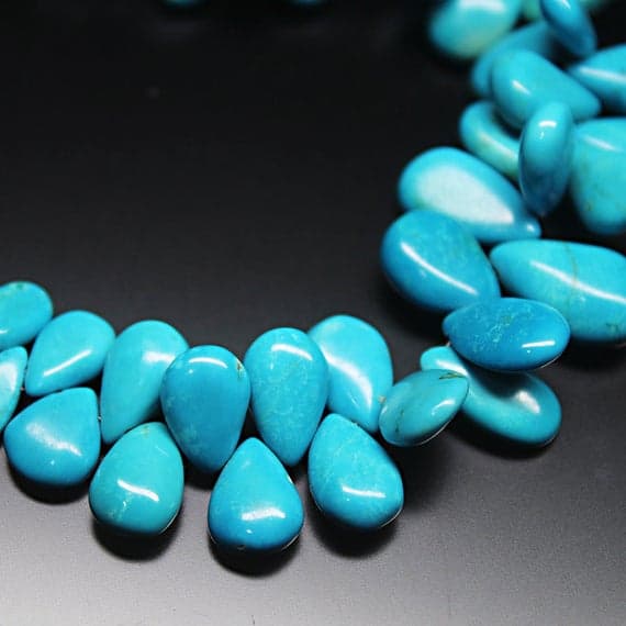 1 strand arizona turquoise pear drop smooth 8'' long strand gemstone beads, jewelry supplies for jewelry making,  for meditation jewellery for Reiki Healing  gemstone size 6mm to 14mm
