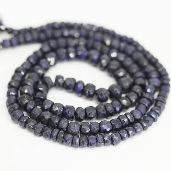 1 strand sapphire rondelle faceted 16'' long strand gemstone beads, jewelry supplies for jewelry making, bulk beads, for meditation jewellery for Reiki Healing  gemstone size 3mm to 5mm