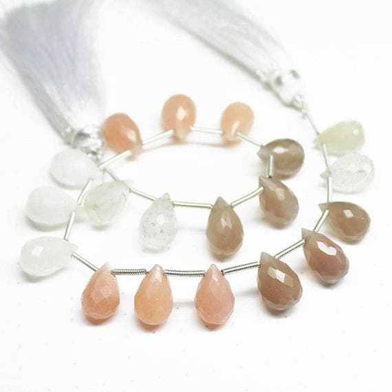1 strand moonstone tear drop faceted 8'' long strand gemstone beads, jewelry supplies for jewelry making, bulk beads, for meditation jewellery for Reiki Healing  gemstone size 12mm to 13mm