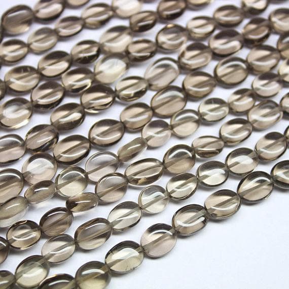 1 strand smocky quartz quartz  oval smooth 13'' long strand gemstone beads, jewelry supplies for jewelry making, bulk beads, for meditation jewellery for Reiki Healing  gemstone size 7mm to 8mm