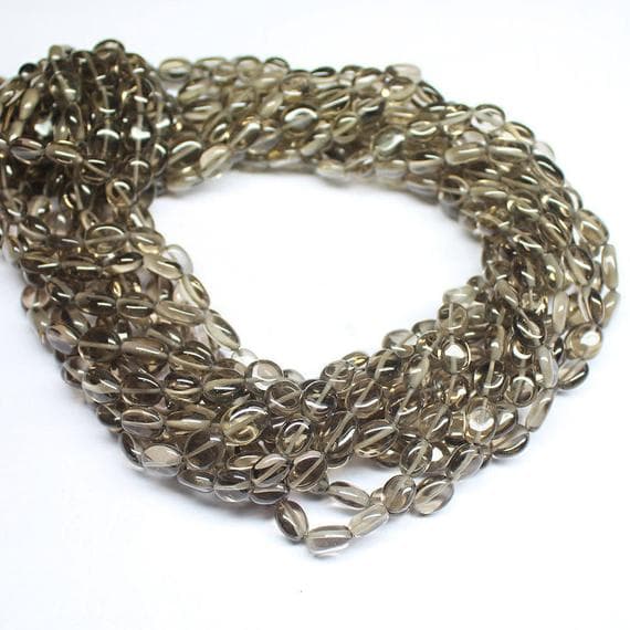 1 strand smocky quartz quartz  oval smooth 13'' long strand gemstone beads, jewelry supplies for jewelry making, bulk beads, for meditation jewellery for Reiki Healing  gemstone size 7mm to 8mm