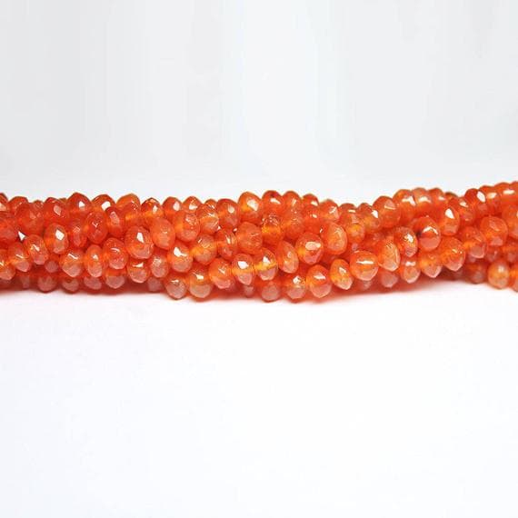 1 strand carnelian rondelle faceted 14'' long strand gemstone beads, jewelry supplies for jewelry making, bulk beads, for meditation jewellery for Reiki Healing  gemstone size 5mm