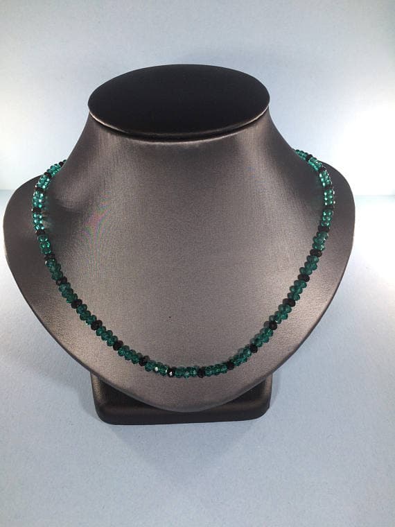 925 sterling Silver Jewelry Energy 4-5mm stacking Green Green Tourmaline Necklace Rondelle, Faceted 16" for mens, womens, gf, bf & Adult.