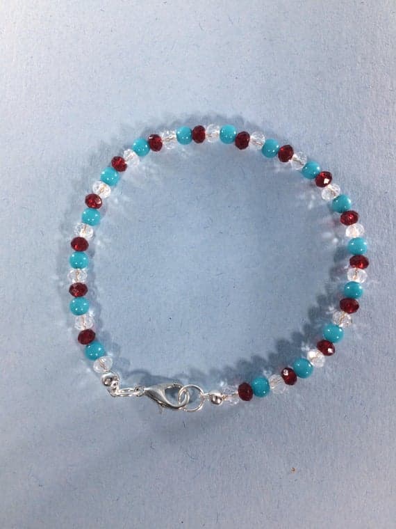 925 sterling Silver top quality 4-5mm stacking Multi Turquoise Quartz Ruby  Bracelet Rondelle, Faceted 7" for mens, womens, gf, bf & Adult.