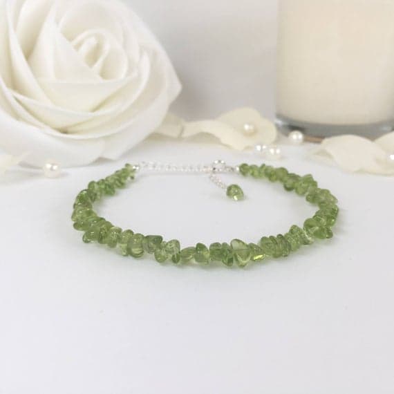 925 sterling Silver Super sale 5x3-7x4mm stacking Green Peridot Bracelet Fancy, Smooth 7" for mens, womens, gf, bf & Adult.