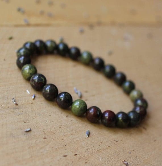 Positive Energy 8mm Stretchable Multi Bloodstone Bracelet Round, Smooth 7" for mens, womens.
