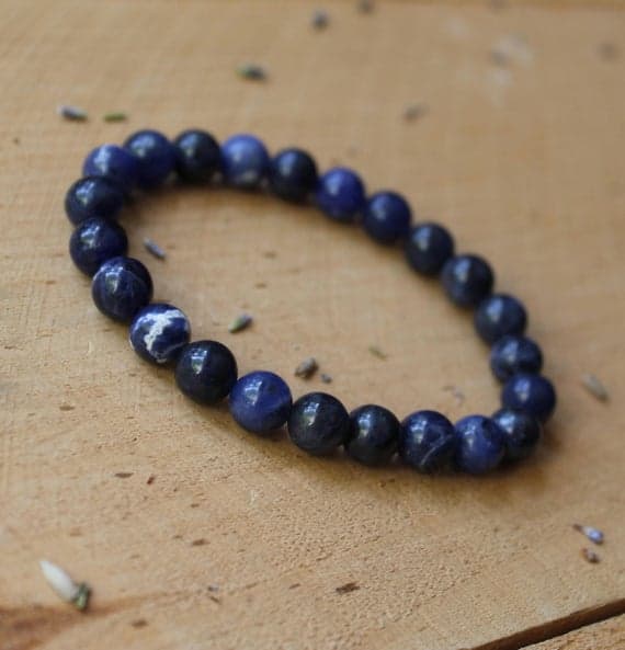 Anxiety Gemstone 8mm Stretchable Blue Sodalite Bracelet Round, Smooth 7" for mens, womens.