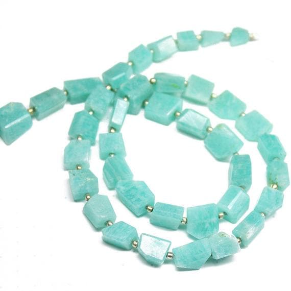 1 strand amazonite tumbled freeform faceted 17'' long strand gemstone beads, jewelry supplies for jewelry making,  for meditation jewellery for Reiki Healing  gemstone size 6mm to 12mm